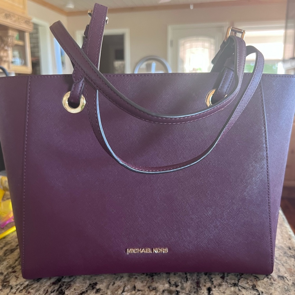 Michael Kors Plum Leather Tote Bag